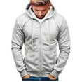thumbnail image 1 of Ccpelsie Hoodies for Men, Fall/Winter Fashion Contrasting Color Sports Sweatshirt Casual Long Sleeve Hooded Jacket Coats(Grey,M）, 1 of 4