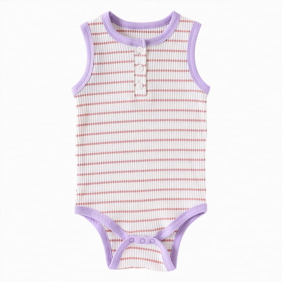 Ccpelsie Infant Baby Boy Girl Summer Romper Jumpsuit Short Sleeve One Piece Outfit Summer Clothes(Purple,6-9 Months)