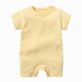 thumbnail image 1 of Ccpelsie Infant Baby Girl Clothes Newborn Boys Romper Summer Outfit Ruffle Short Sleeve Jumpsuit Romper Cute Baby Outfit(Yellow,12-18 Months), 1 of 4