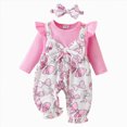 thumbnail image 1 of Ccpelsie Infant Baby Girls Clothing Cute Jumpsuit Ruffle Long Sleeve Romper Newborn Outfit Fall Winter Clothes(Pink,9-12 Months), 1 of 9