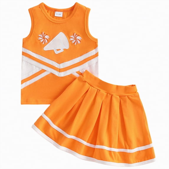 Ccpelsie Kid Toddler Girl Clothes Summer Ruffle Sleeve Fashion Graphic Shirt + Shorts Summer Outfits Set(Orange,3-4 Years)