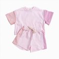thumbnail image 1 of Ccpelsie Kid Toddler Girl Clothes Summer Short Sleeve Figure Graphic Tee Shirt + Shorts Summer Outfits Set(Pink,9-12 Months), 1 of 4