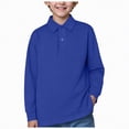 thumbnail image 1 of Ccpelsie Kids Athletic Long Sleeve Polo Shirt Lightweight Performance Top for Jogging Hiking and Outdoor Play（A01-Blue,3-4 Years), 1 of 7