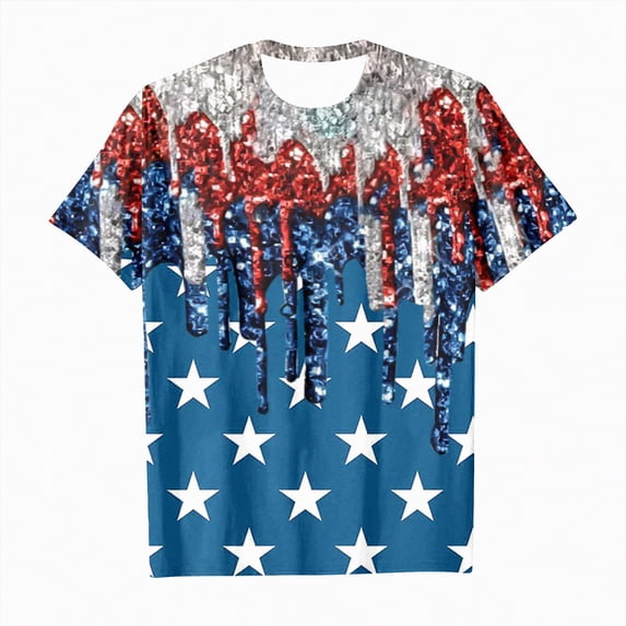 Ccpelsie Kids Boys and Girls T-Shirt Patriotic American Flag Kids Independence Day July 4th T-Shirt(Hot Pink,8-9 Years)