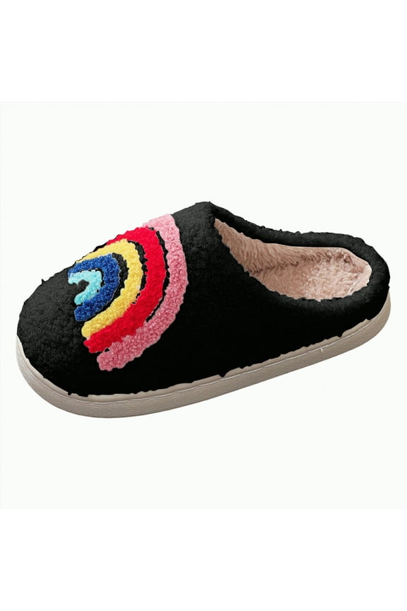 Kids Cartoon House Slippers Flat Closed Toe Indoor Slippers Boys Girls Lightweight Non Slip Fall Shoes(Black,10.5)