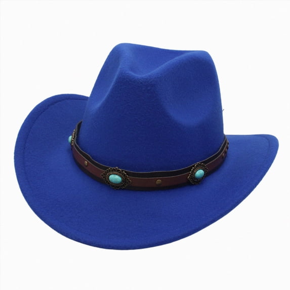 Ccpelsie Kids Cowboy Hat Girl Boy Classic Hat Felt Cowgirls Hats with Decorative Bands for 2-12Y Children Blue,3-8 Years