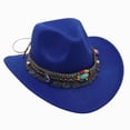 thumbnail image 1 of Ccpelsie Kids Cowboy Hat for Girls Boys Western Cowgirl Hat Unisex Wide Brim Fedora Hat for 2t 3t 4t 5t 6t 7t Children(Blue,3-8 Years), 1 of 5