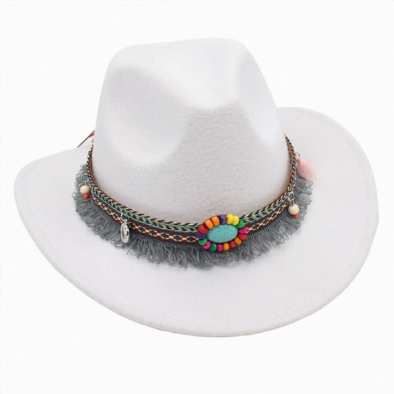 Ccpelsie Kids Cowboy Hat for Girls Boys Western Cowgirl Hat Unisex Wide Brim Fedora Hat for 2t 3t 4t 5t 6t 7t Children(White,3-8 Years)
