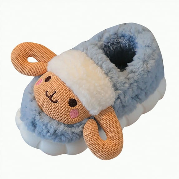 Ccpelsie Kids Cozy Slippers Winter Warm House Slippers Indoor shoes (Toddler/Little Kid/Big Kid)(Blue,13)