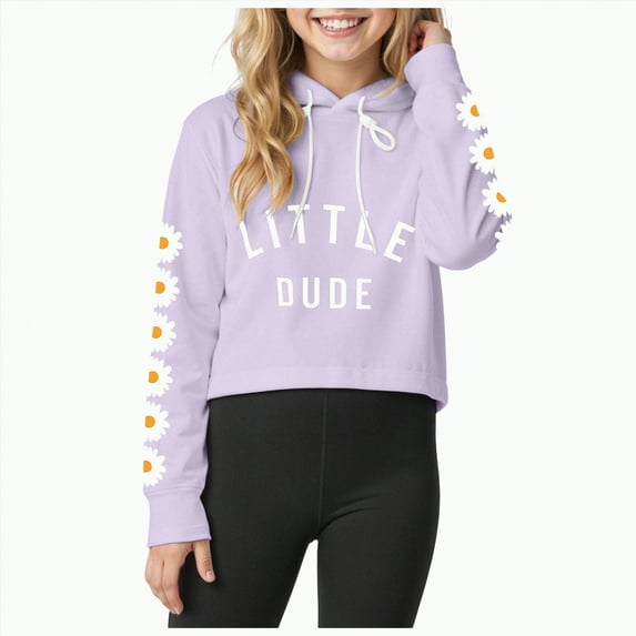 Ccpelsie Kids Cute Hoodies for Girls Oversized Long Sleeve Sweatshirt Gradient Girls Pullover Tops(Purple,7-8 Y)