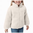 thumbnail image 1 of Ccpelsie Kids Fall Winter Coat Zip Up Fleece Jacket with Pockets Warm Plush Outwear Boys Girls Cute Tops for Toddler(White,4-5 Years), 1 of 6