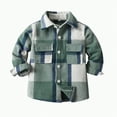 thumbnail image 1 of Ccpelsie Kids Flannel Shirts Plaid Button Down Long Sleeve Shirt Fall Winter Clothes Lightweight Jacket for Girls Boys(Green,6-12 Months), 1 of 9