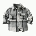 thumbnail image 1 of Ccpelsie Kids Flannel Shirts Plaid Button Down Long Sleeve Shirt Fall Winter Clothes Lightweight Jacket for Girls Boys(Grey,18-24 Months), 1 of 8
