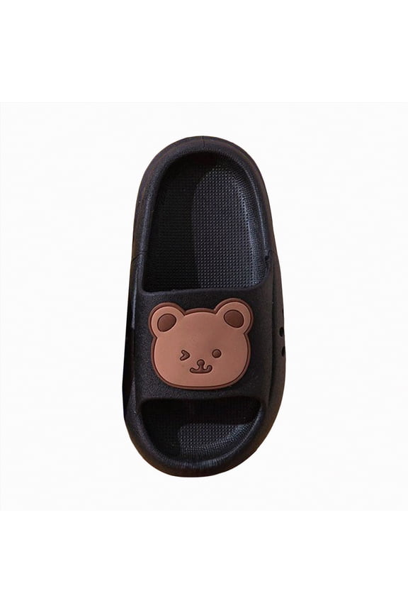 Kids Flip Flops Slip On Boys and Girls Beach Sandals Pool Shower Shoes Summer Slippers for Little Kids Big Kids(Black,7)