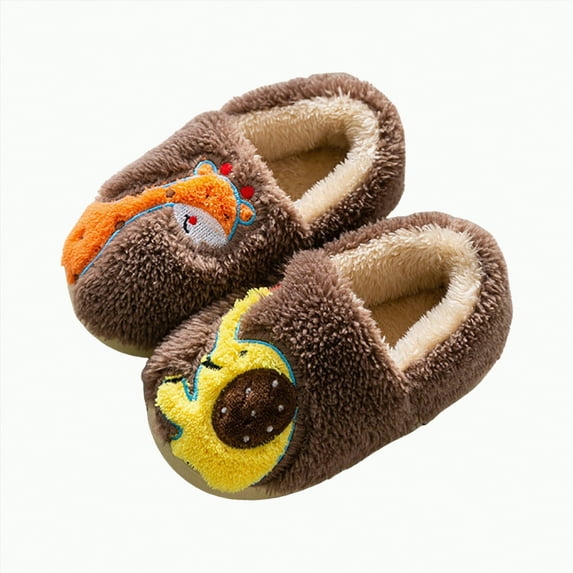 Ccpelsie Kids House Shoes Lightweight Plush Warm Comfort Soft Aline Slipper (Toddlers/Little/Big Kids)(Brown,9)