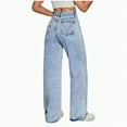 thumbnail image 1 of Ccpelsie Kids Jeans Distressed Elastic Waist Baggy Denim Wide Leg Pants Casual Daily Trousers for Girls(Light Blue,15-16 Years), 1 of 6