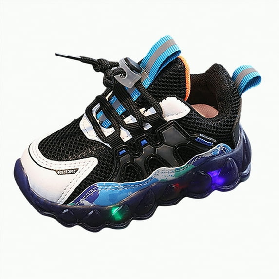 Ccpelsie Kids LED Light Up Shoes Flashing Sparkly Luminous Glowing Sneakers, Cool Adorable Light-Up Tenis for Boys Girls(Blue,11)