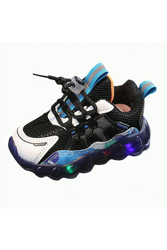 Kids LED Light Up Shoes Flashing Sparkly Luminous Glowing Sneakers, Cool Adorable Light-Up Tenis for Boys Girls(Blue,7.5)