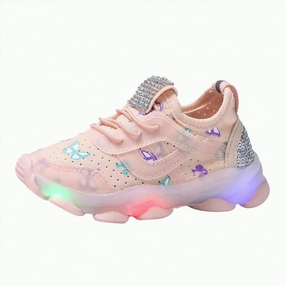 Ccpelsie Kids LED Light up Shoes Flashing Low top Sneakers for Boys and Girls Child Unisex(Pink,11 M)