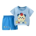 thumbnail image 1 of Ccpelsie Kids Little Boys' Clothing Sets Casual Short Sleeve T-shirt and Short Sets Toddler Boys Summer Clothes 2pcs(Sky Blue,3-4 Years), 1 of 3