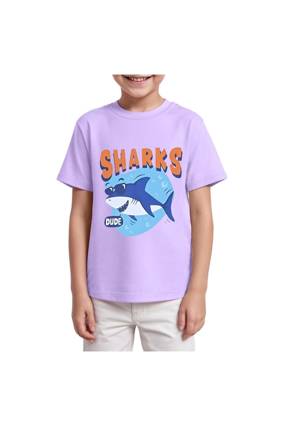 Kids Little Toddler Boys T-Shirt Funny Letters Print Short Sleeve Casual T-Shirt Top(Light Purple,11-12 Years)