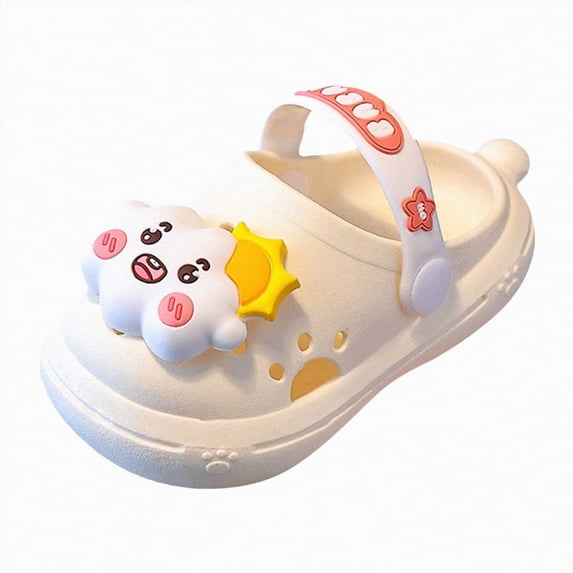 Ccpelsie Kids Slippers Boys Girls Flip Flops Slip On Beach Sandals Youth Pool Shower Shoes Summer Slippers(White,11)