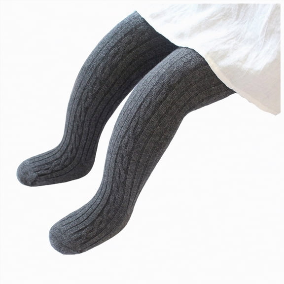 Ccpelsie Kids Tights Toddler Seamless Cable Knit Leggings Stockings Cotton Pantyhose Pants for Little/Big Girls(Dark Gray,2-4 Years)