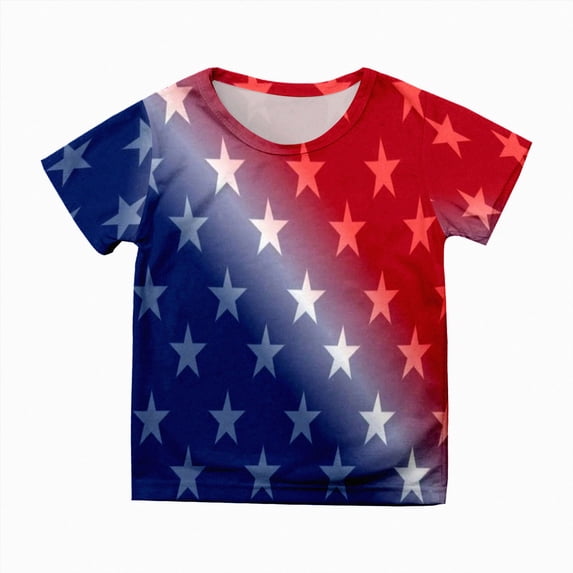 Ccpelsie Kids Toddler Boys Girls 4th of July T-Shirt American Flag Shirts Patriotic Tops Tee Independence Day Clothes Red,8-9 Years