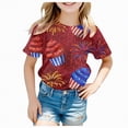 thumbnail image 1 of Ccpelsie Kids Toddler Boys Girls 4th of July T-Shirt Short Sleeve American Flag Patriotic Top Independence Day Clothes(Wine,4-5 Years), 1 of 4