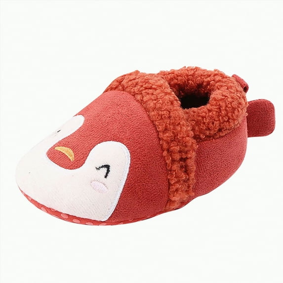 Ccpelsie Kids Winter Indoor Household Shoes Toddler Boys Girls House Slippers Warm Socks for Big/Little Kids(Orange,5)