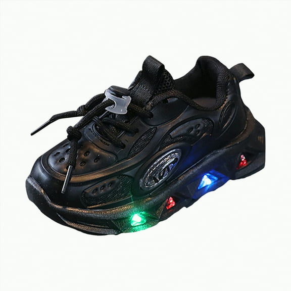 Ccpelsie LED Light Up Shoes Unisex Boys Girls LED Sneakers Cool Flashing Low Top Sneakers Luminous Shoes(Black,13)