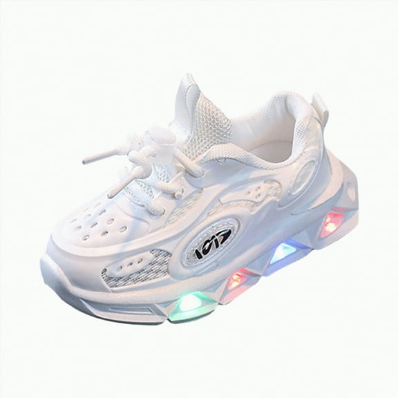 Ccpelsie LED Light Up Shoes Unisex Boys Girls LED Sneakers Cool Flashing Low Top Sneakers Luminous Shoes(White,2.5)