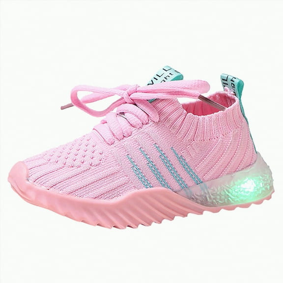 Ccpelsie LED Shoes for Kids Boys Girls Light Up Fashion Sneakers Ease Running Athletic Lightweight Sneakers(Pink,6.5 M)