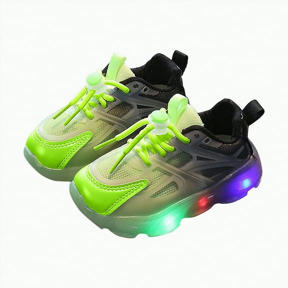 Ccpelsie LED Shoes for Kids Light Up Shoes Boys Girls Fashion Low Top LED Lights Sneakers Kids Glowing(Green,11.5)