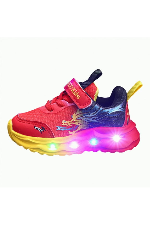 LED Sneakers for Boys Girls Low Light Up Shoes Walking/Running Lightweight Breathable Gym Shoes(Red,9)