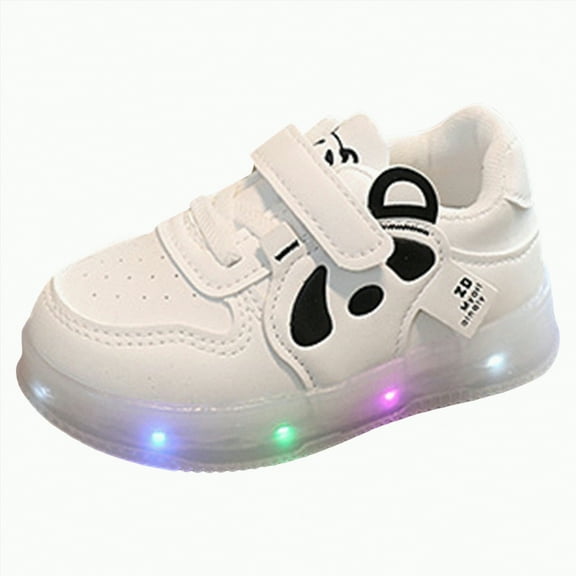 Ccpelsie Light Up Shoes Toddler Girls Boys Breathable Led Flashing Sneakers Little/Big Kids(White,7)
