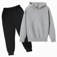 thumbnail image 1 of Ccpelsie Little/Big Boys Pullover Hoodie and Pants Outfit Set for Toddler Kids Fall Winter Clothes(Grey,13-14 Years), 1 of 3