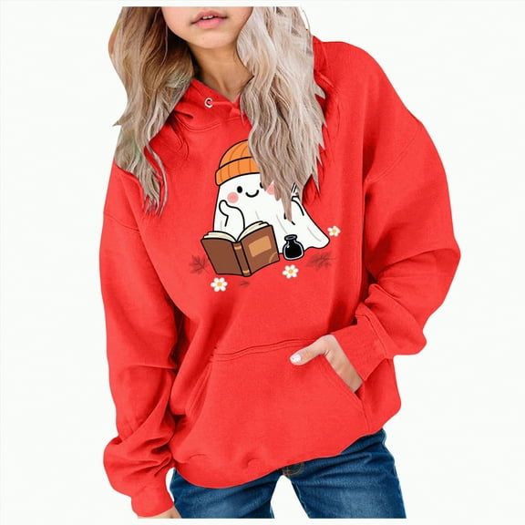 Ccpelsie Little/Big Girl Sweatshirts Clothes Kids Hoodies with Strings Long Sleeve for Toddler(Red,8-9 Years)