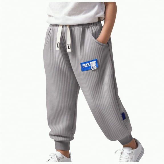 Ccpelsie Little/Big Girl's Casual Baggy Sweatpants Lightweight Straight Leg Athletic Pants with Pockets for Toddlers(Grey,3-4 Years)