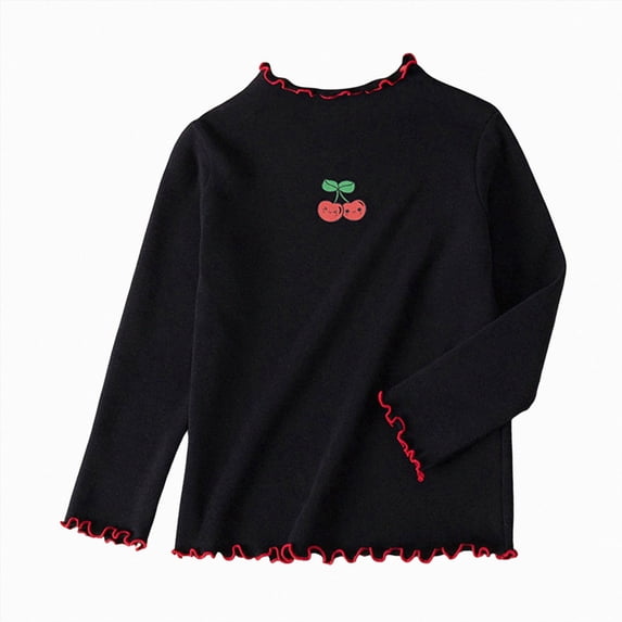 Ccpelsie Little/Big Girls Fall Winter Long Sleeve Athletic Shirts Crew Neck T-Shirts for Kids Tops Black,9-10 Years