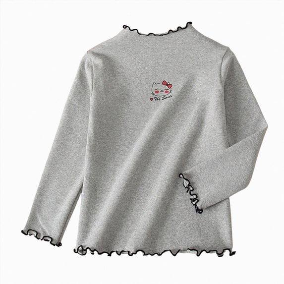 Ccpelsie Little/Big Girls Fall Winter Long Sleeve Athletic Shirts Crew Neck T-Shirts for Kids Tops Grey,15-16 Years