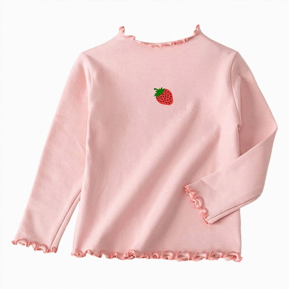 Ccpelsie Little/Big Girls Fall Winter Long Sleeve Athletic Shirts Crew Neck T-Shirts for Kids Tops Pink,7-8 Years