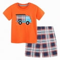 thumbnail image 1 of Ccpelsie Little Boys Clothes Daily Casual Short Sleeve Top + Cargo Shorts 2 Pieces Outfit Set(Orange,6-7 Years), 1 of 7