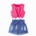 thumbnail image 1 of Ccpelsie Little Girl Clothes Print Sleeveless Top and Shorts Baby Girl Summer Outfits Short Set(Hot Pink,9-10 Years), 1 of 3