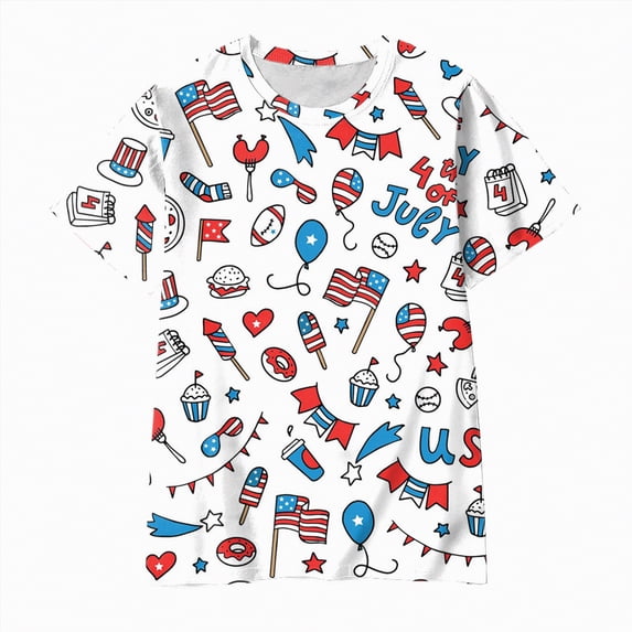 Ccpelsie Little Girls Little Boy 4th of July USA Shirt American Flag Patriotic T-Shirt Independence Day Outfit for Kids(White,4-5 Years)