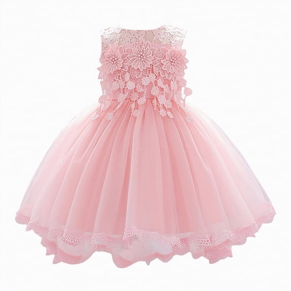 Ccpelsie Little Girls Tutu Dress Butterflies Flowers Toddler Baby Girls Sleeveless Princess Tulle Sundress Party Dress(Pink,6-12 Months)
