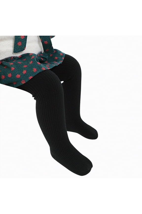 Little Kids Winter Tights Thick Cotton Solid Leggings School Uniform Warm Stockings For Girls(Black,3-6 Months)