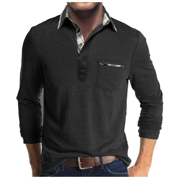 Ccpelsie Long Sleeve Henley Shirts for Men - Casual Fashion Crew Neck Men's Full Sleeve Tshirts Z3-Black,3XL
