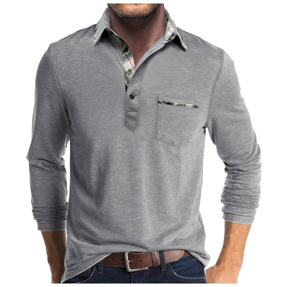 Ccpelsie Long Sleeve Henley Shirts for Men - Casual Fashion Crew Neck Men's Full Sleeve Tshirts Z3-Light Gray,3XL