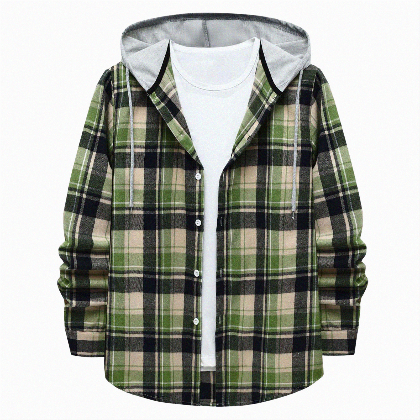 Ccpelsie Long Sleeve Shirts for Men Fall Button Down Plaid Hoodie ...